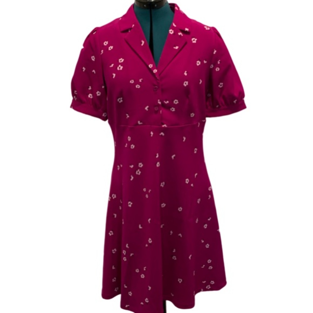 DKNY Bright Purple Floral Fit and Flare NWOT